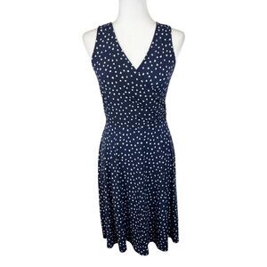 Gilli Dress Women Small Blue White Graphic Surplice V-Neck Sleeveless Stretch